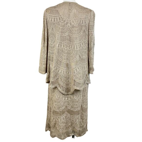 Vintage Damianou 3 piece skirt set mother of bride Gold shimmery Size Large - Picture 3 of 7